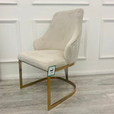 Brompton Cream/Gold Plush Velvet Dining Chair