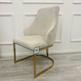 Mayfair 180CM Gold Marble Dining Table With Brompton Gold Velvet Dining Chairs