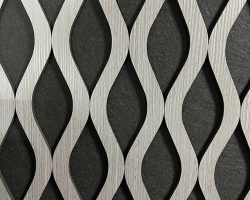 Pack Of x4 Wave Acoustic Slatted Wall Panels Dark Grey 240cm x 60cm