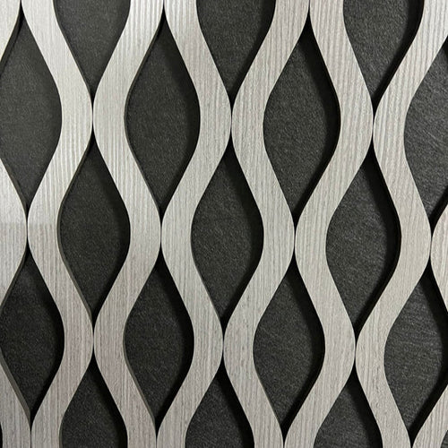Pack Of x4 Wave Acoustic Slatted Wall Panels Dark Grey 240cm x 60cm