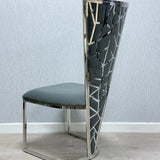 Florence High Back Grey/Chrome Plush Velvet Dining Chair