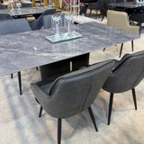 Sydney 160cm Grey Ceramic Marble Dining Table