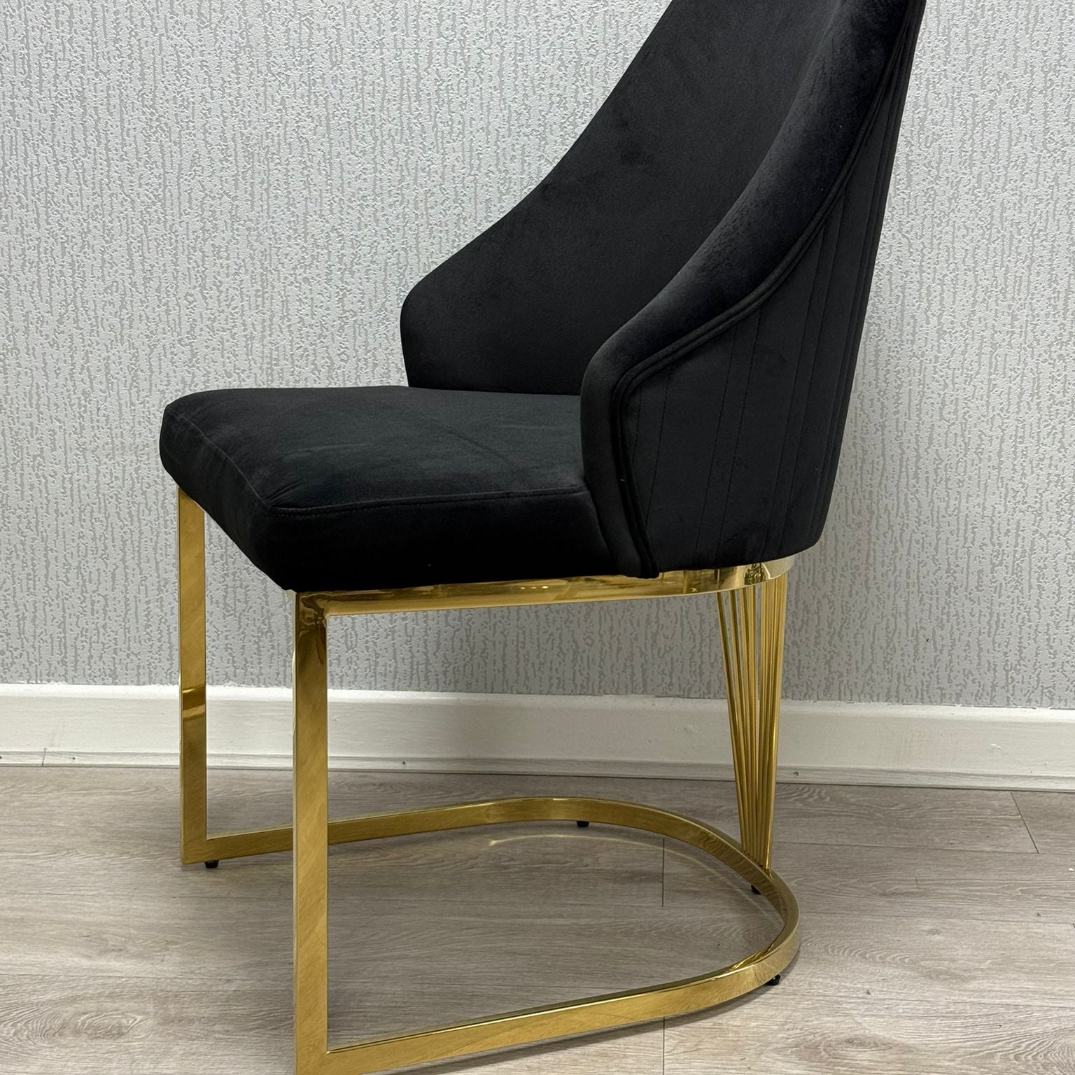 Brompton Black/Gold Plush Velvet Dining Chair
