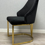 Brompton Black/Gold Plush Velvet Dining Chair