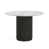 Lucerne Round 120cm Dining Table - Marble Top Ribbed Fluted