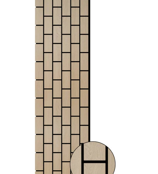 Acoustic Slatted Wall Panels Oak Vertical Bricks Pack Of x4 240 x 60cm