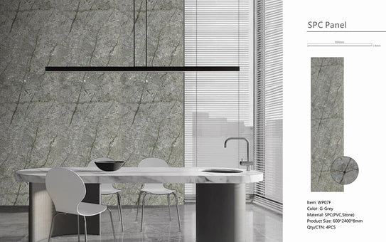 Pack Of x4 Dark Grey Marble PVC Waterproof Wall Panels 240x60cm