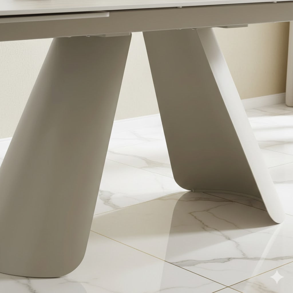 Carletti 160-240cm Italian Cream & Beige Travertine Ceramic Marble Side Extending Dining Table