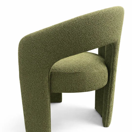 Oscar Dark Green Fabric Boucle Dining Chair