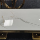Arianna Gold 120cm Ceramic Marble Coffee Table - 6 Colors