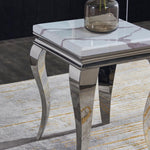 Louis White Marble Lamp Table-Esme Furnishings