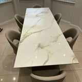 Caso 180-280cm White Kass Gold Ceramic Marble Side Extending Dining Table