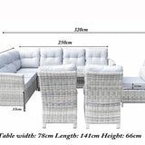 Amano Rattan Garden Outdoor Corner Dining Sofa with 3 Chairs Grey