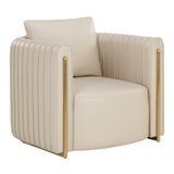 Alexis Beige & Gold Leather Lounge Chair