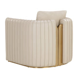 Alexis Beige & Gold Leather Lounge Chair