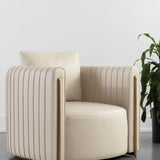Alexis Beige & Gold Leather Lounge Chair
