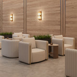 Alexis Beige & Gold Leather Lounge Chair