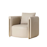 Alexis Beige & Gold Leather Lounge Chair