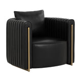 Alexis Black & Gold Leather Lounge Chair