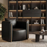 Alexis Black & Gold Leather Lounge Chair