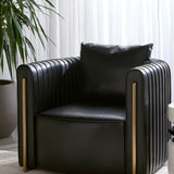 Alexis Black & Gold Leather Lounge Chair