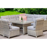 Amano Rattan Garden Outdoor Corner Dining Sofa with 3 Chairs Grey