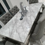 Louis Grey Marble 200CM Dining Table + Grey Lion Chairs, Bench Option-Esme Furnishings