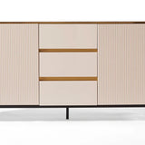 Bella White & Gold Premium Ribbed Sideboard