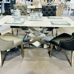 Elina 180cm Grey Marble & Chrome Dining Table-Esme Furnishings