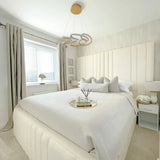 The Palermo White Boucle Velvet Fabric Luxury Bed