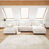 Zara Corner U Shape Cinema Cream Plush Velvet Sofa