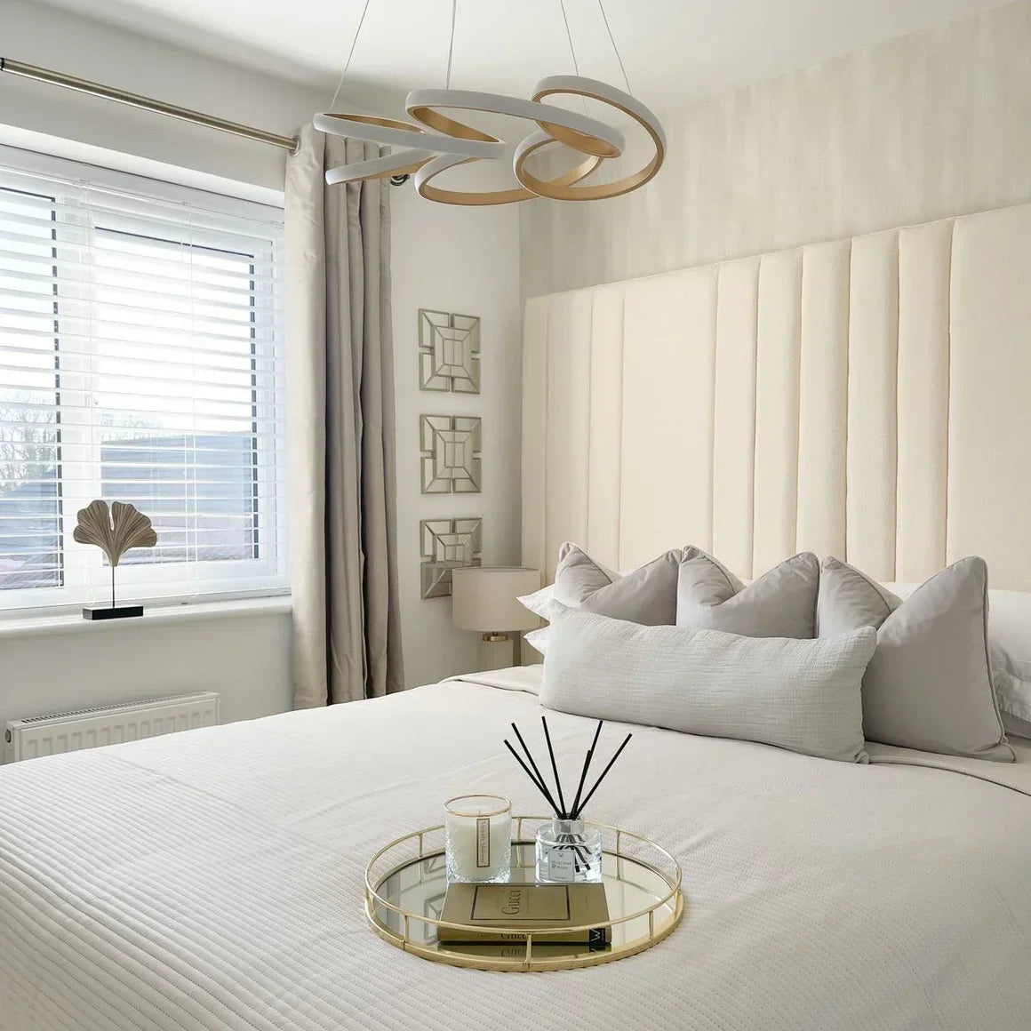 The Palermo White Boucle Velvet Fabric Luxury Bed