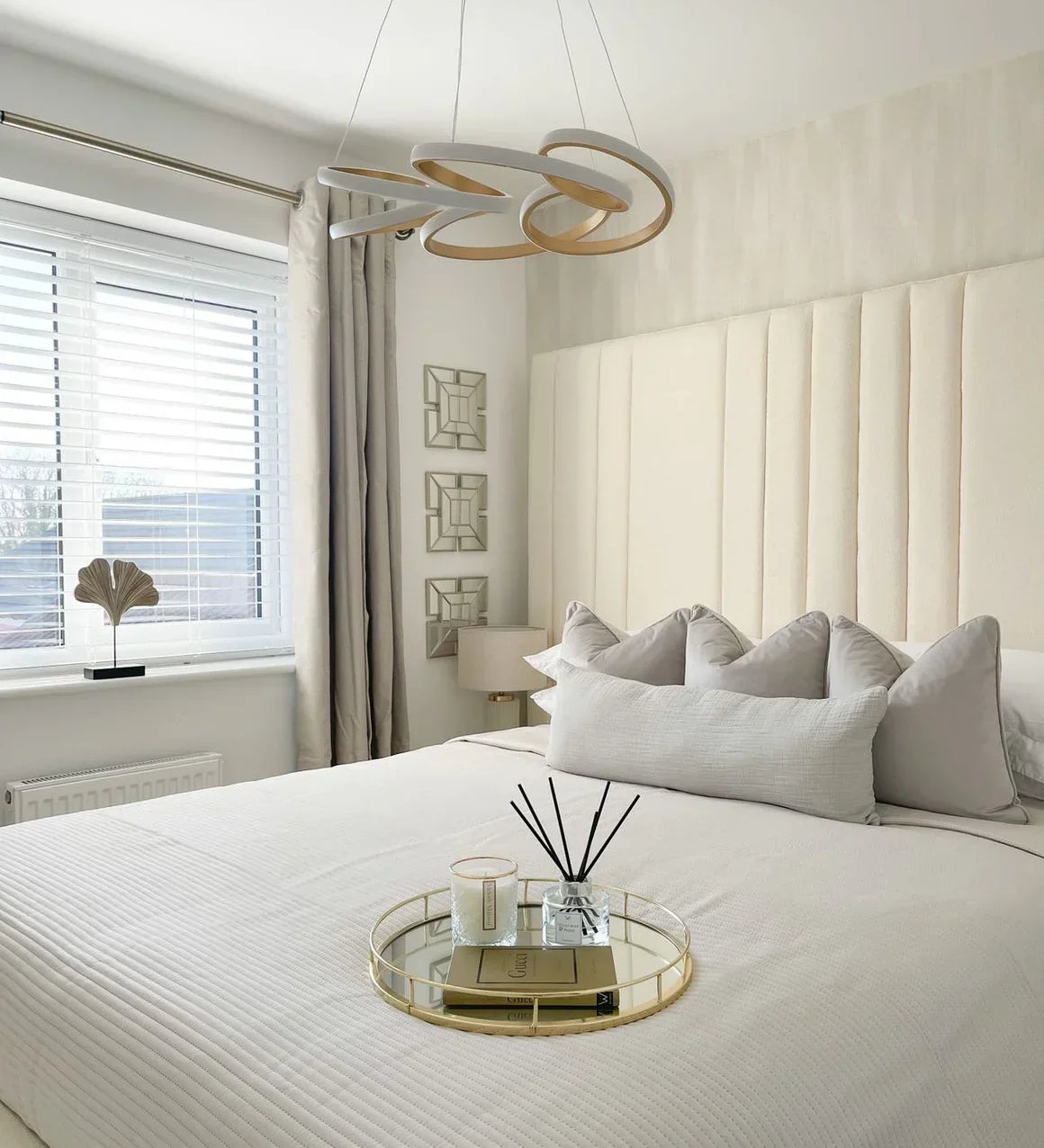 The Palermo White Boucle Velvet Fabric Luxury Bed