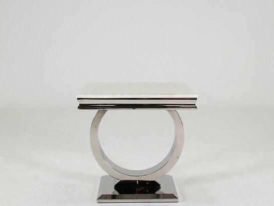 Arianna Cream Marble Lamp Table-Esme Furnishings