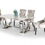 Arianna 200cm Cream Marble Dining Table-Esme Furnishings