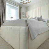The Palermo White Boucle Velvet Fabric Luxury Bed