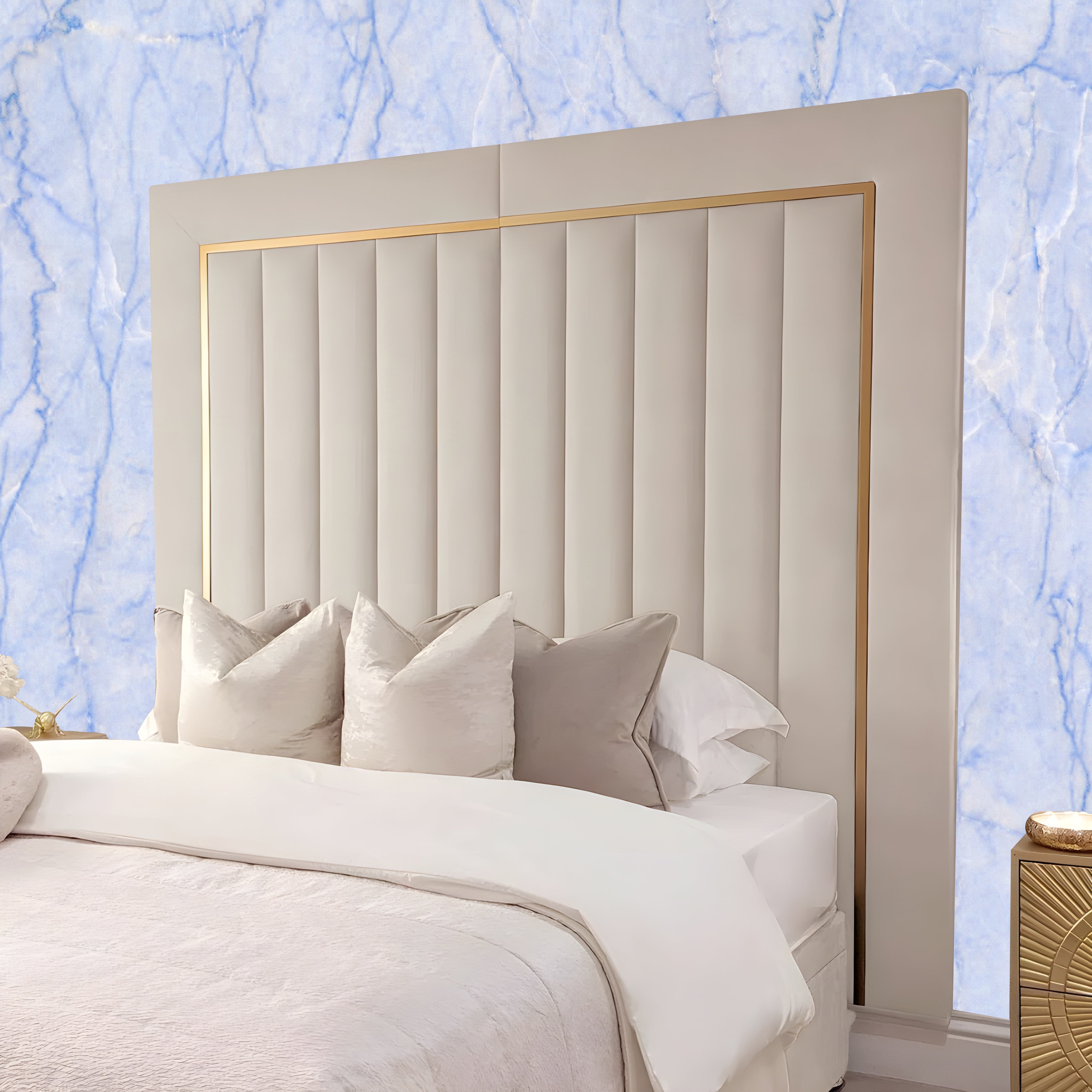 Como Gold Trim Channelled Luxury Bed