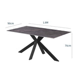 Regent 160cm Grey Ceramic Marble Dining Table