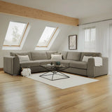 Naples Sofa Mocha Fabric Large Corner Sofa