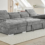 Alaya Large Grey U Shape Sofabed with Storage and Adjustable Headrests