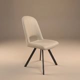 Athens Vintage Beige PU 360 Swivel Leather Dining Chairs - Pairs