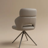 Dante Dark Taupe PU Leather Swivel Dining Chairs - Pairs