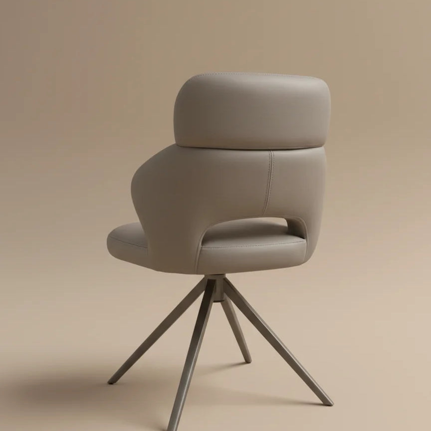 Dante Dark Taupe PU Leather Swivel Dining Chairs - Pairs