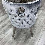 Louis Marble & Chrome Dining Table With Valente Lion Knocker Velvet Chairs-Esme Furnishings