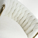 Lorne Luxury Cream & Gold Linen Fabric Bar Stool Adjustable Gold Legs