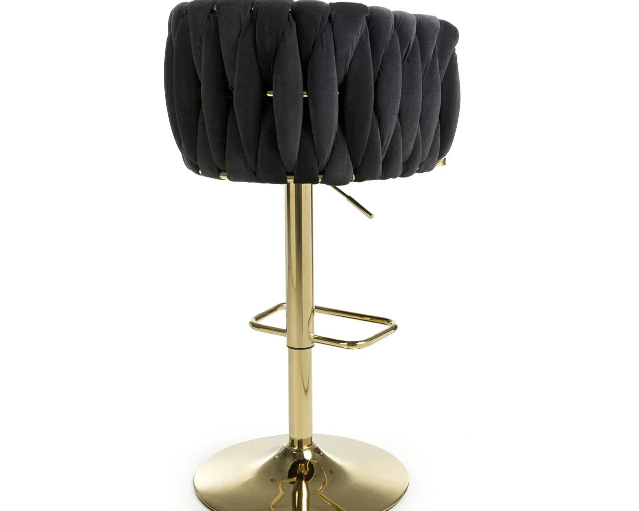 Lorne Luxury Black & Gold Velvet Bar Stool Adjustable Gold Legs