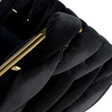 Lorne Luxury Black & Gold Velvet Bar Stool Adjustable Gold Legs