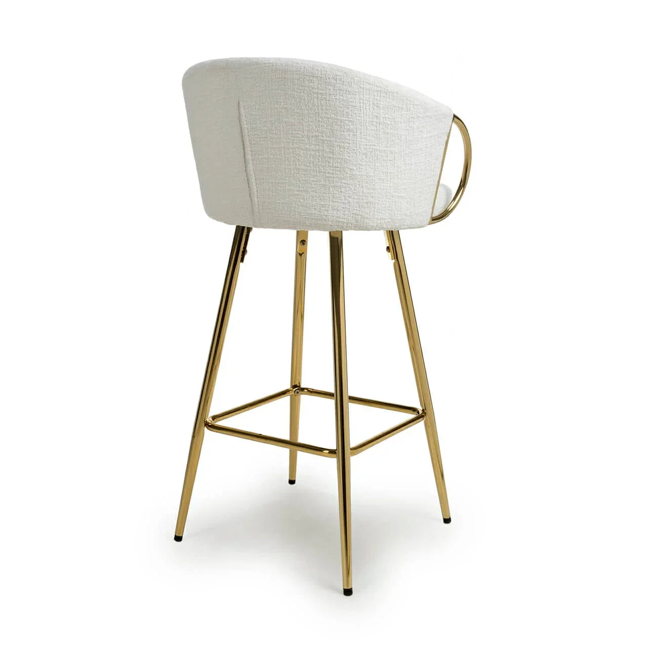 Viscose Luxury Cream & Gold Linen Fabric Bar Stool Gold Legs