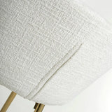 Viscose Luxury Cream & Gold Linen Fabric Bar Stool Gold Legs