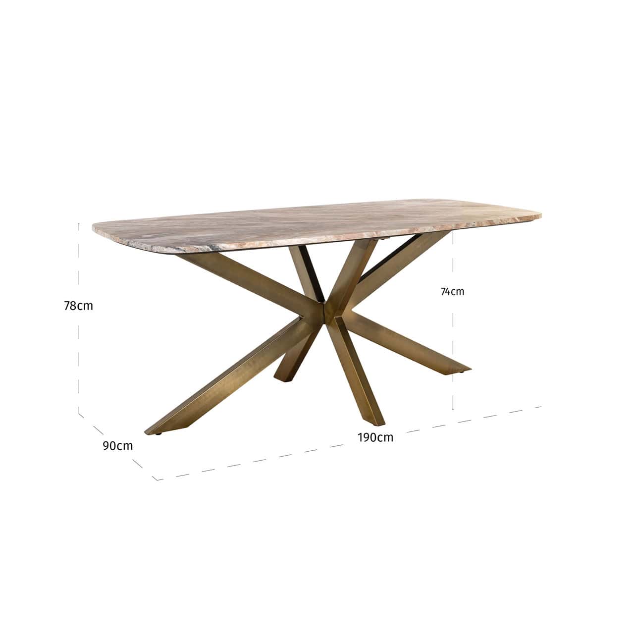 Richmond Interiors Bottega Blush Beige Marble 190cm Oval Dining Table